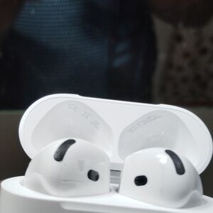 Apple White Wireless Earbuds with Charging Case. These Are Apple Air Pods 4 Anc